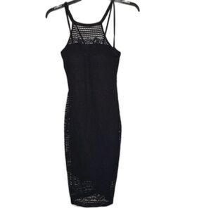 A Guess Los Angeles Little Black Cocktail Dress Lacey Bodycon Slinky Sexy Size 8
